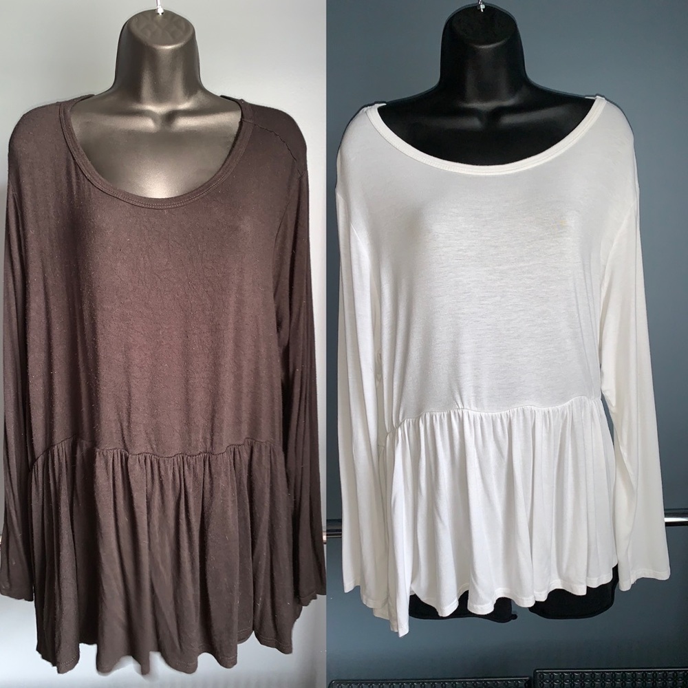 (2) Long Sleeve Baby Doll Tops